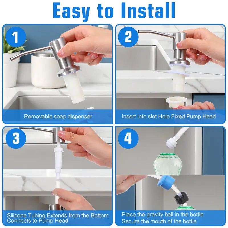 Kitchen sink detergent dispenser, suitable for kitchens and bathrooms
