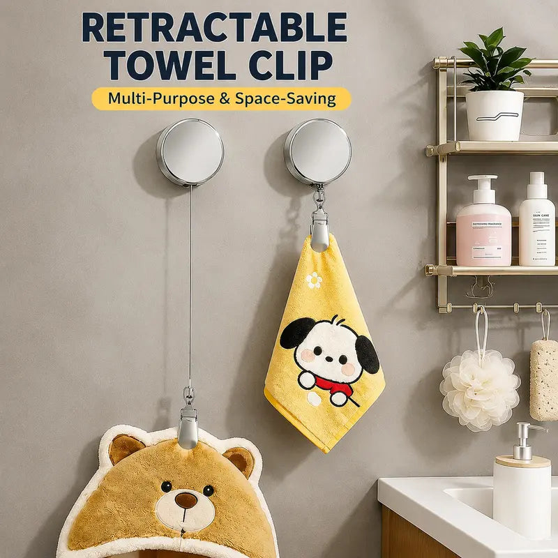 Retractable Towel Clip, Self Retracting Towel Holder