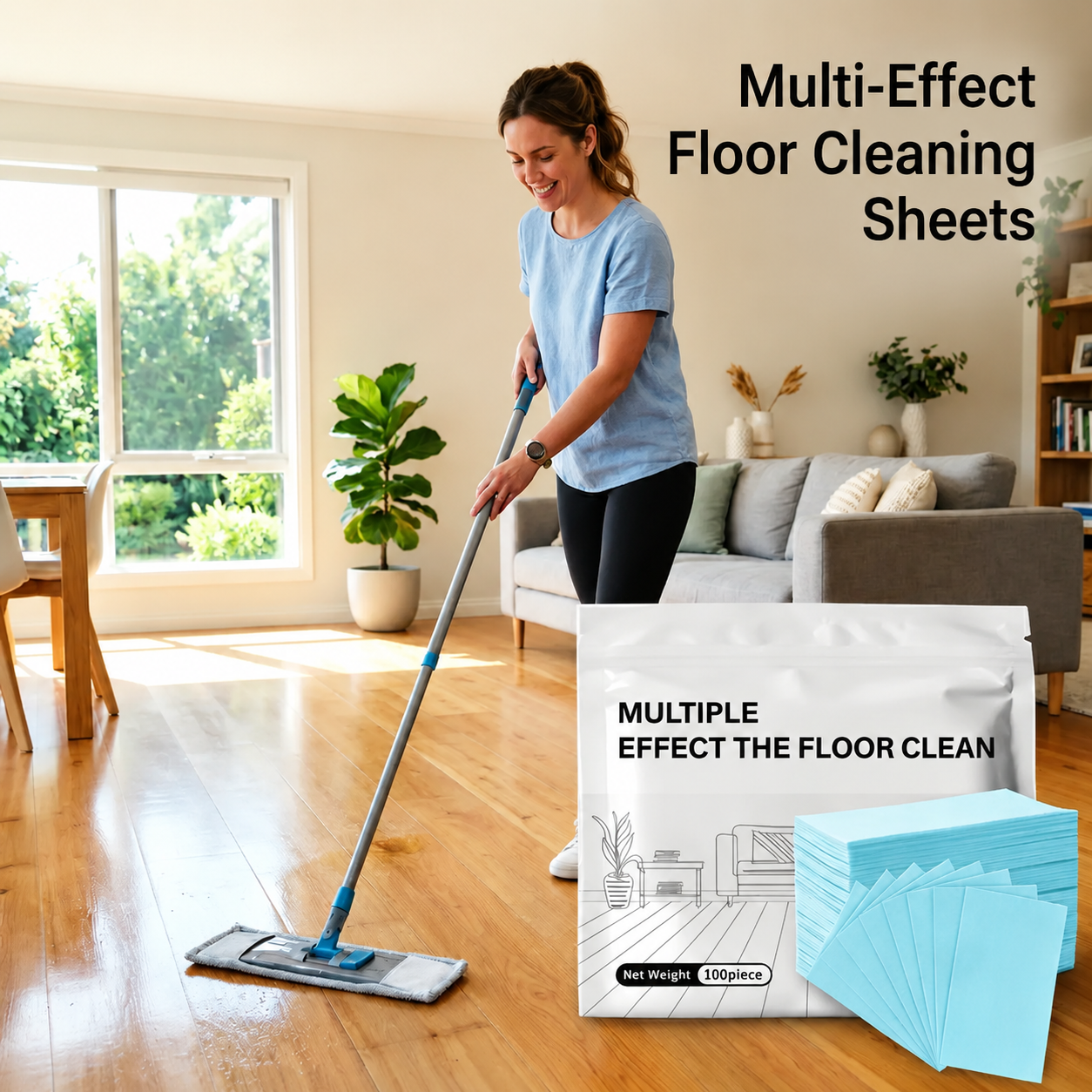 100 Piece Floor Cleaning Tablets Multi-Surface Antibacterial Cleaner for Hardwood, Tile & Laminate