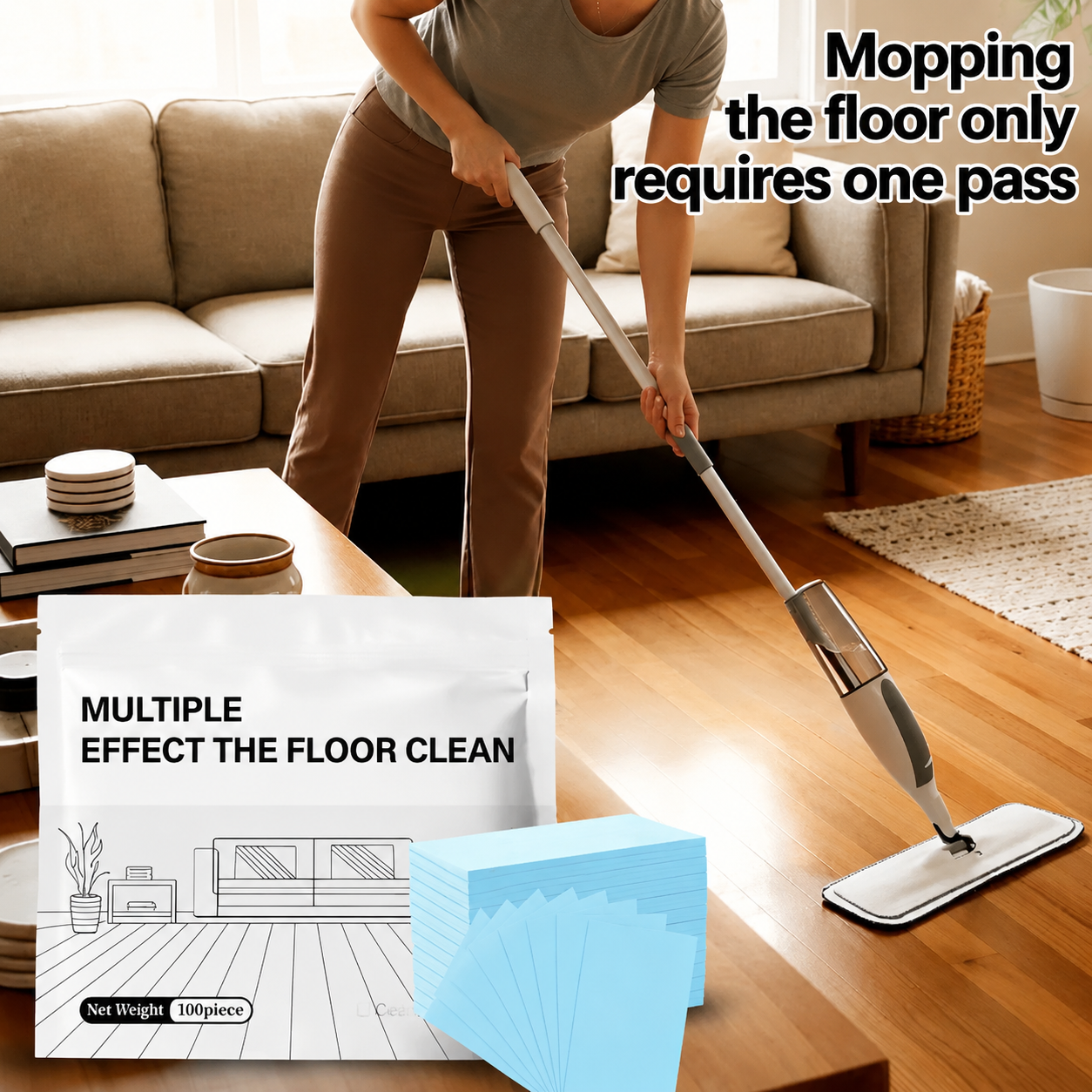 100 Piece Floor Cleaning Tablets Multi-Surface Antibacterial Cleaner for Hardwood, Tile & Laminate