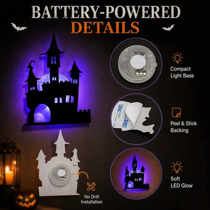 🔥Renter-Friendly Peel & Stick Halloween LED Window Lights, No Drill No Residue, 8 Spooky Silhouette Designs