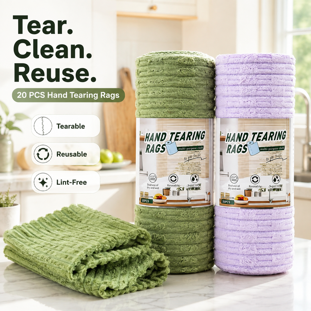 🧽Reusable Antibacterial Cleaning Cloths – Heavy-Duty, Super Absorbent, Lint-Free & Streak-Free