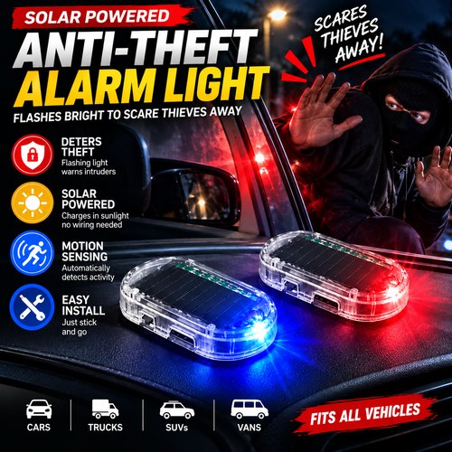 ☀️🚨 Solar Anti-Theft Car Alarm Light – Bright Flashing Deterrent, No Wiring Needed