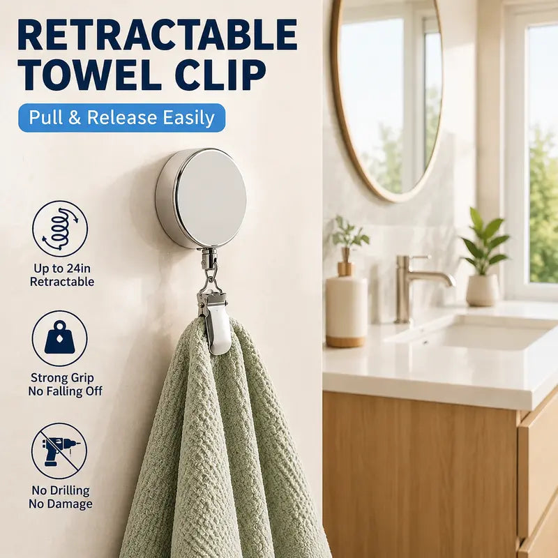 Retractable Towel Clip, Self Retracting Towel Holder