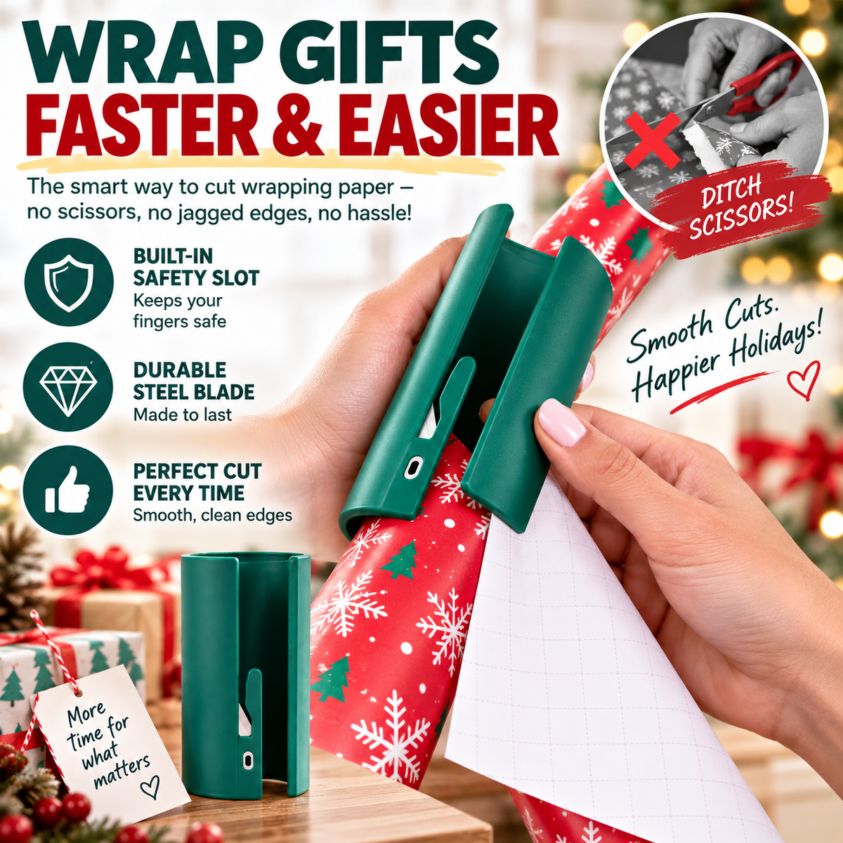 🎁 Wrap Gifts Faster & Easier — Smooth Cuts, No Scissors ✨