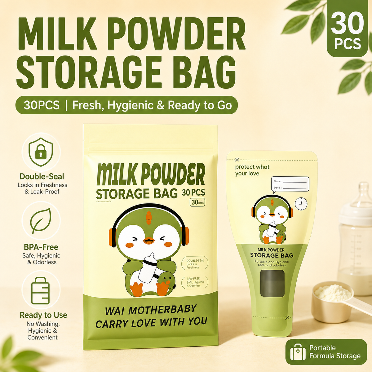 Baby Formula Storage Bags 🍼 Double-Seal & Easy-Pour | Less Mess, More Room On the Go ✨