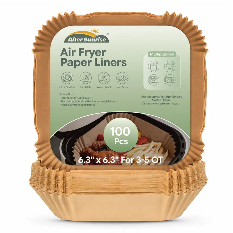🔥 No More Flimsy Liners or Greasy Cleanup — 100 Extra-Strong, Oil-Proof Air Fryer Liners ✨