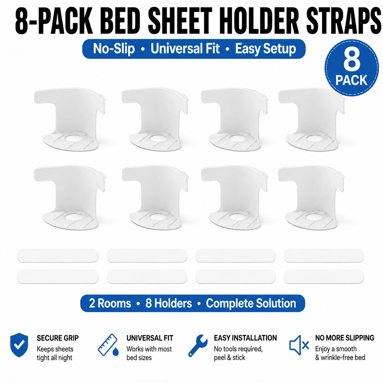 4-Pack Heavy Duty Bed Sheet Clips, Locking Mattress Corner Holders👔