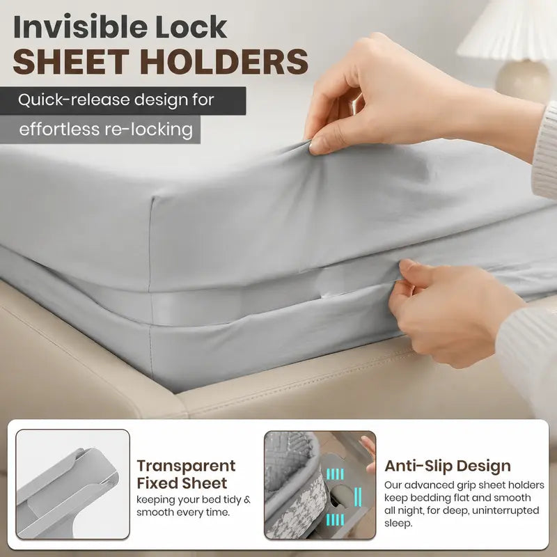 4-Pack Heavy Duty Bed Sheet Clips, Locking Mattress Corner Holders👔