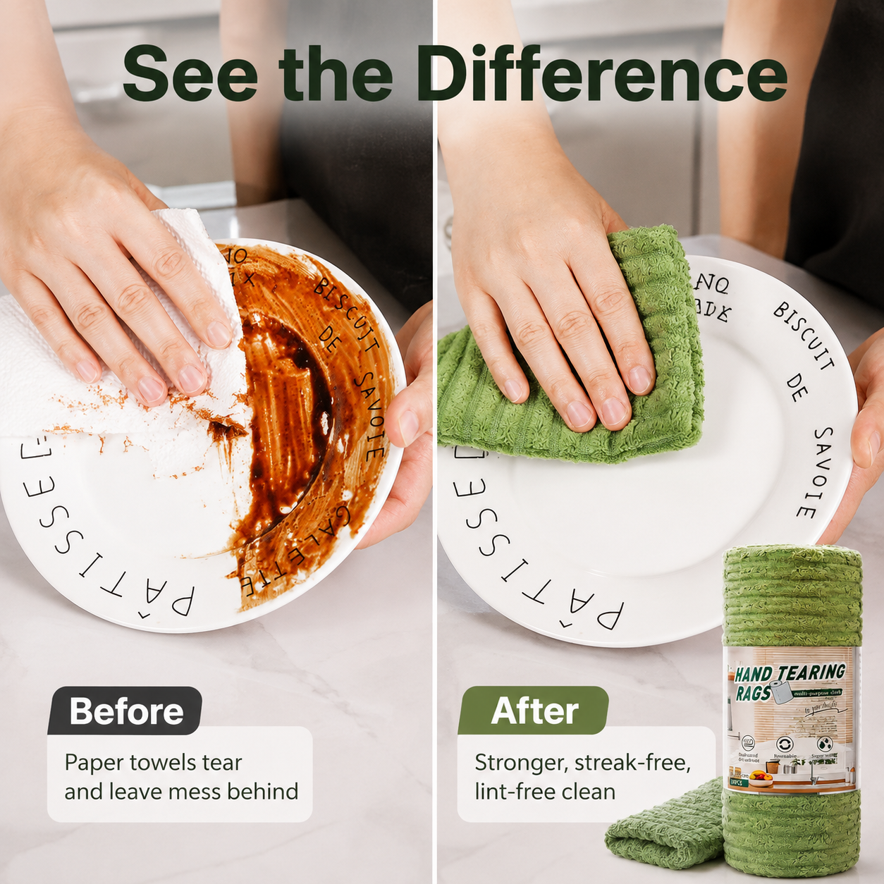 🧽Reusable Antibacterial Cleaning Cloths – Heavy-Duty, Super Absorbent, Lint-Free & Streak-Free