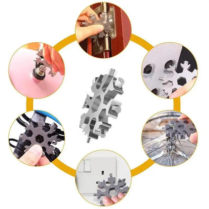 ❄️ 18-in-1 Snowflake Multi-Tool 🔧 Portable, Handy & Ready Anywhere