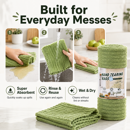 🧽Reusable Antibacterial Cleaning Cloths – Heavy-Duty, Super Absorbent, Lint-Free & Streak-Free