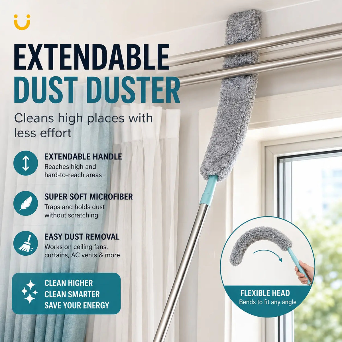🧹 Flexible Gap Duster – Microfiber Cleaning Brush for Hard-to-Reach Spaces, Under Sofa & Bed Dust Cleaner