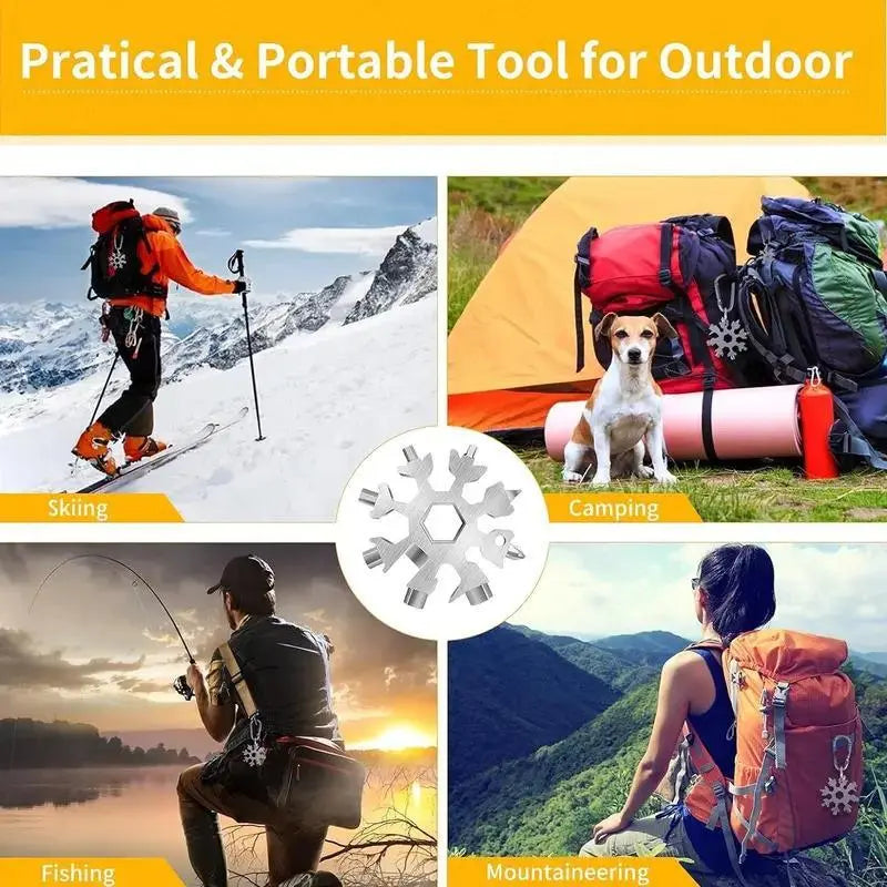 ❄️ 18-in-1 Snowflake Multi-Tool 🔧 Portable, Handy & Ready Anywhere