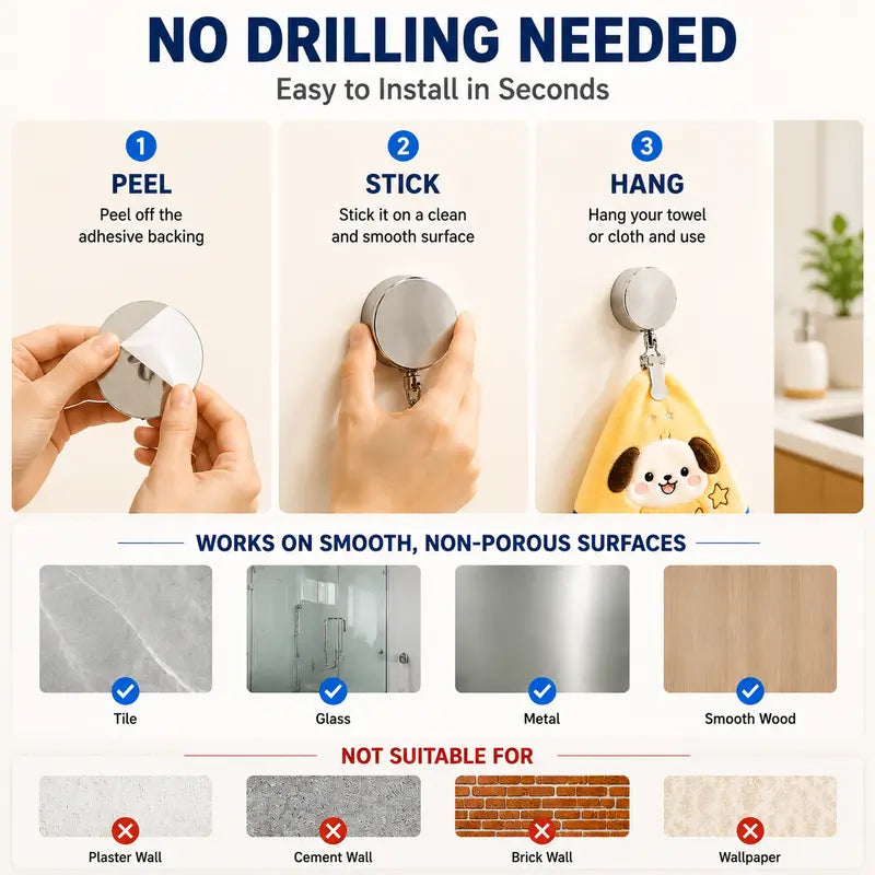 Retractable Towel Clip, Self Retracting Towel Holder