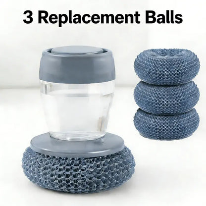 🫧 Press & Scrub Soap-Dispensing Dish Brush + 3 Replaceable Heads ✨