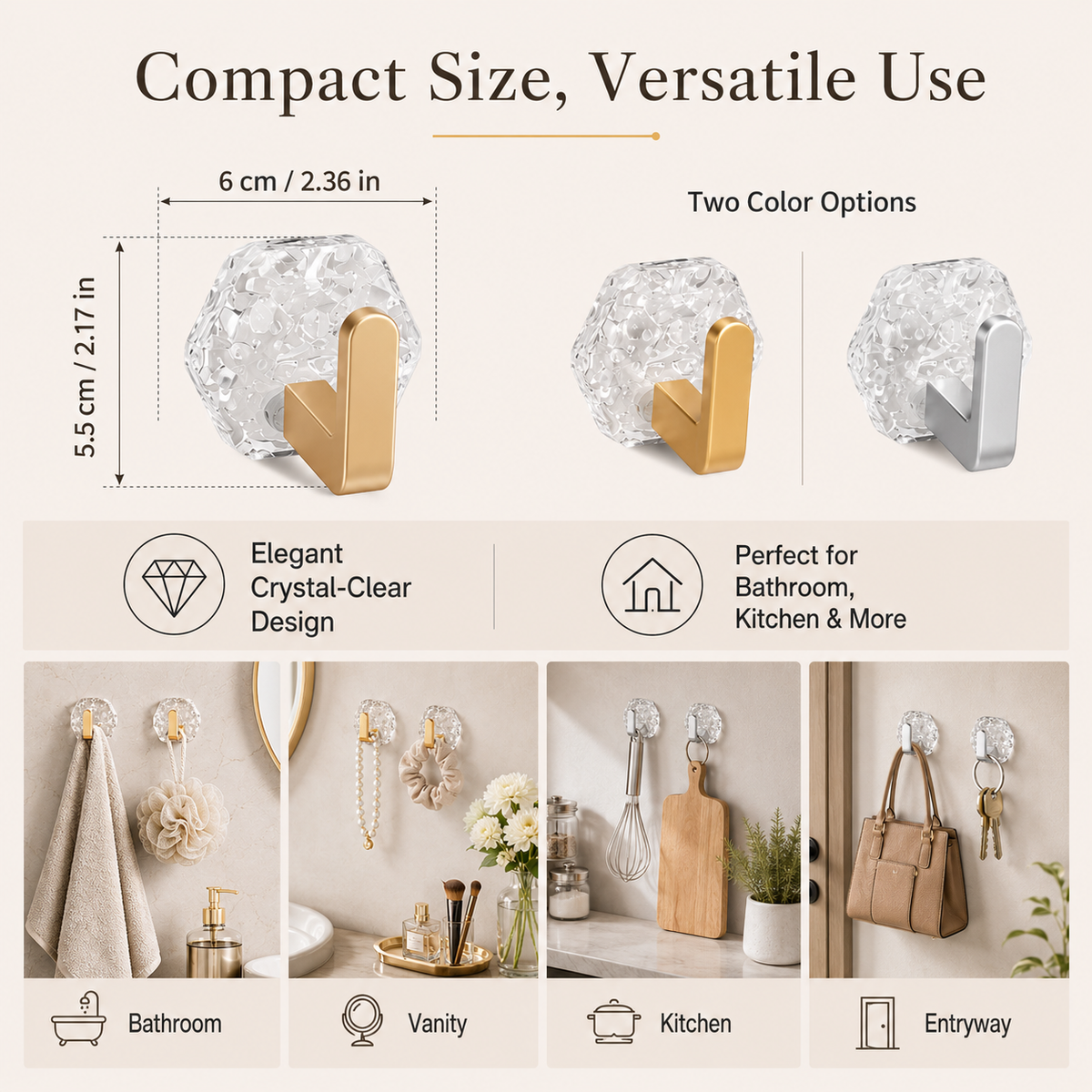 10PCS Modern Hexagon Adhesive Hooks