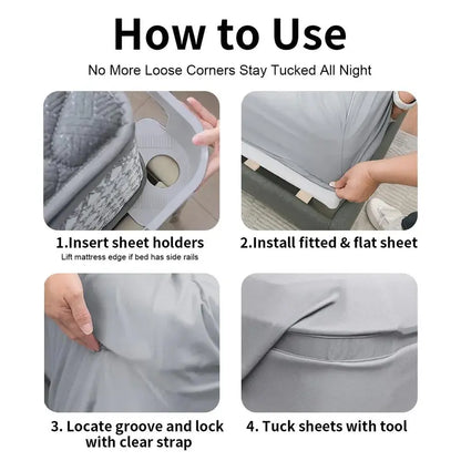 4-Pack Heavy Duty Bed Sheet Clips, Locking Mattress Corner Holders👔