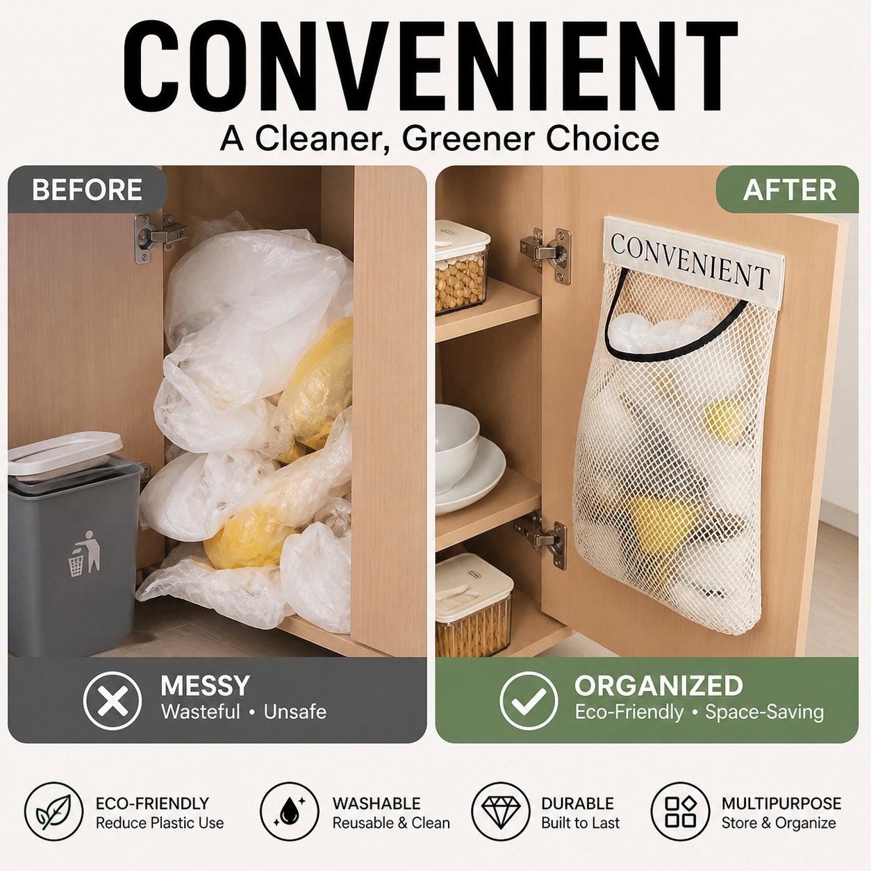 🥳HOT SALE🥳Mesh Hanging Bag – washable & breathable. Eco-friendly storage