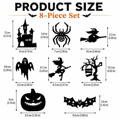 🔥Renter-Friendly Peel & Stick Halloween LED Window Lights, No Drill No Residue, 8 Spooky Silhouette Designs