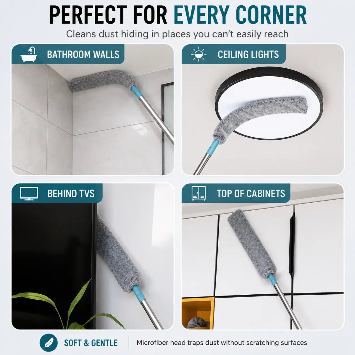 🧹 Flexible Gap Duster – Microfiber Cleaning Brush for Hard-to-Reach Spaces, Under Sofa & Bed Dust Cleaner