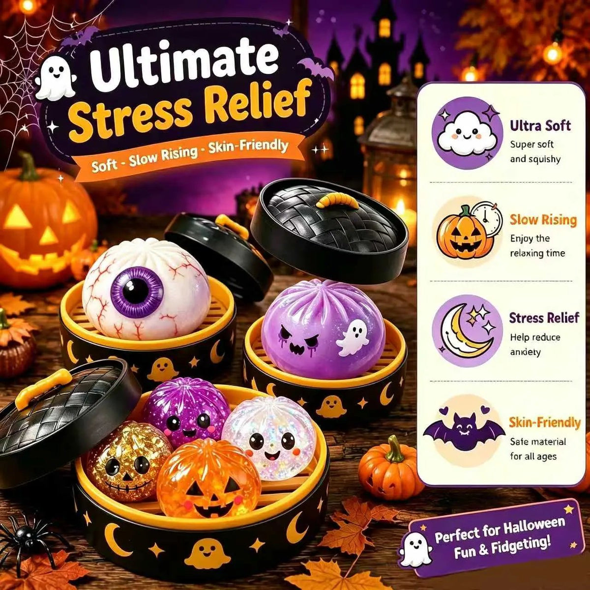 🎃Hot Sale 50% OFF🔥- Cute Halloween Scary Ghost Maruko Squeeze Toy Set