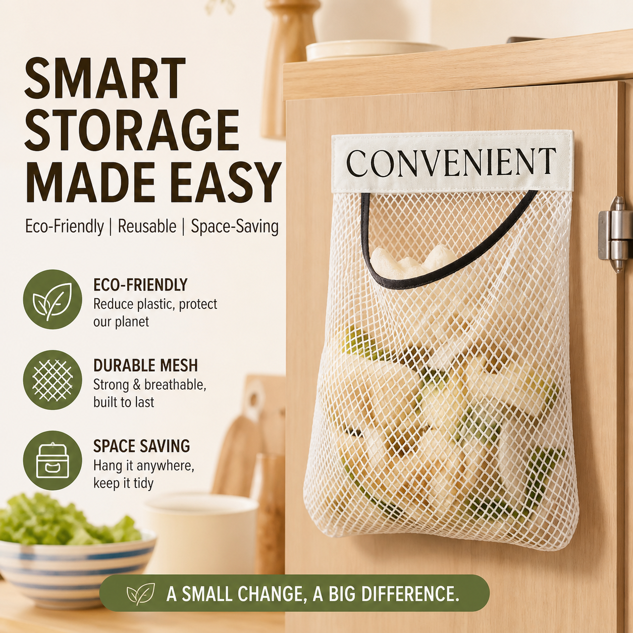 🥳HOT SALE🥳Mesh Hanging Bag – washable & breathable. Eco-friendly storage