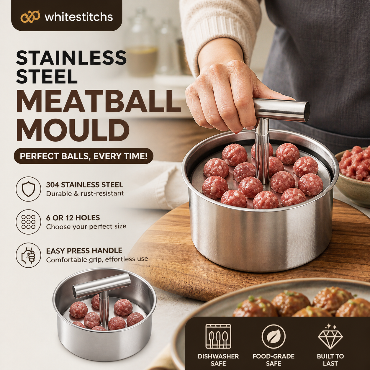 📢📢50% OFF !! ⏰Kitchen Stainless Steel Meatball Mould