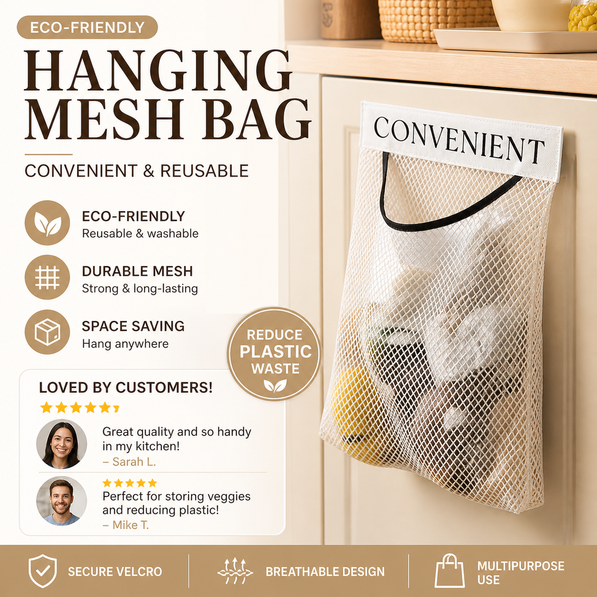 🥳HOT SALE🥳Mesh Hanging Bag – washable & breathable. Eco-friendly storage