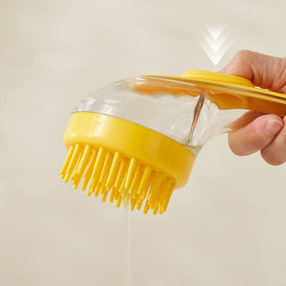 ⏰ LIMITED-TIME DEAL BUY 1 GET 1 FREE🛁🐾 2 in 1 Pet Bath Brush with Soap Dispenser – Long Handle, No Bending 🧼✨