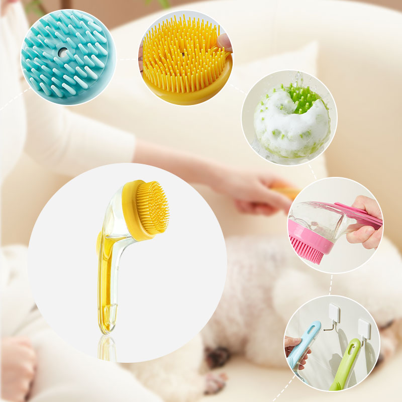⏰ LIMITED-TIME DEAL BUY 1 GET 1 FREE🛁🐾 2 in 1 Pet Bath Brush with Soap Dispenser – Long Handle, No Bending 🧼✨